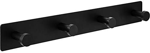 Gedotec Wand-Garderobe Metall schwarz Hakenleiste Flur, Paneel, Küche - TENEBRIS | Kleiderhaken-Leiste mit 4 Haken | Wandhaken zum Schrauben | 1 Stück - Garderobenleiste inkl. Befestigungsmaterial