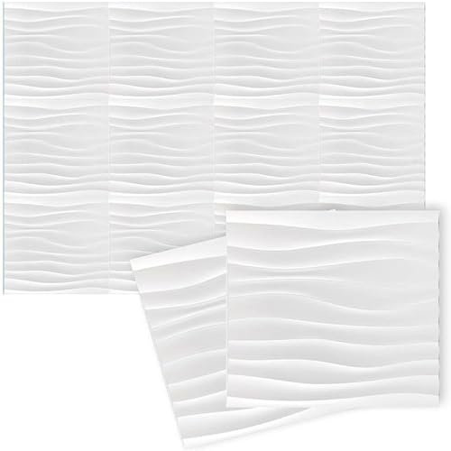 Acepunch 12 3D Wandpaneele Schwarz 30x30cm PVC Dekorative Wasserdicht Kratzfest Quadratisches Wandbild Wohndesign Heimwerken Flammhemmende Tapete Raumteiler Innendekoration Wand Wohnzimmer Lobby