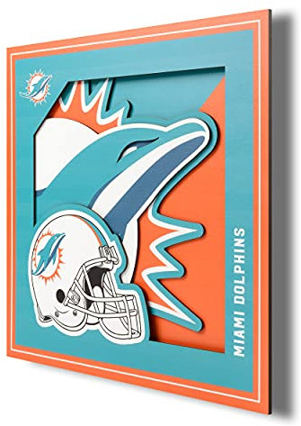 YouTheFan NFL Miami Dolphins 3D Logo Serie Wandkunst – 30,5 x 30,5 cm