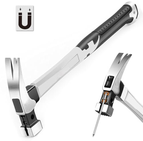Uadme Martello da Carpentiere 368g/13oz, 40cm Artiglio Martello, Heavy Duty Lucido Acciaio al Carbonio Martello da Carpentiere Dritto Strumenti per la Lavorazione del Legno Strumenti