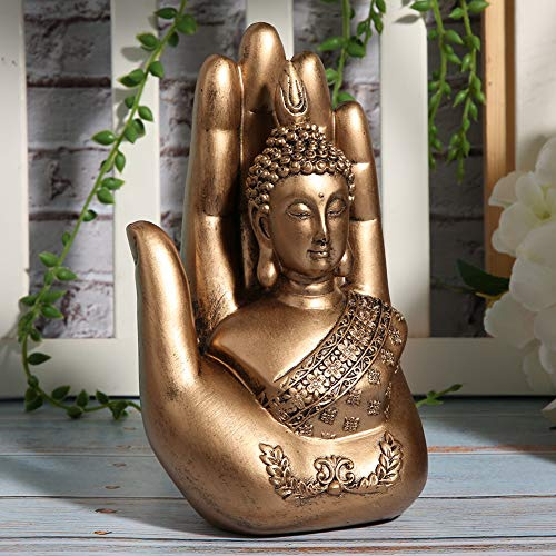 BORDSTRACT Buddhist Hand Statue Zen Decor, Resin Buddha Statue Ornament | Sitting in Hand Statue, Resin Lao Thai Buddhist Figurines