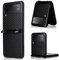 WEIOU Trama in Fibra di Carbonio Cover per Samsung Galaxy Z Flip3 (Z Flip 3) 5G, Custodia in PC Rigido e Pelle PU Anti-Graffio Antiurto Protettiva Case + Cordino. Nero