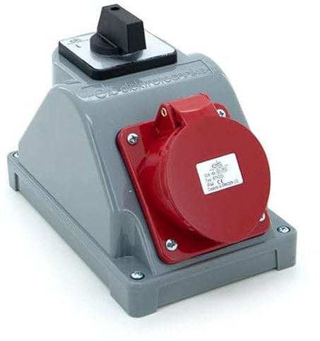ELS Elektrotechnika Baustromverteiler Steckdosenverteiler Wandverteiler mit Nockenschalter L-0-P und 1x CEE 32A, Verkabelt, Anschlussfertig, Werkstatt, Garage, Feuchtraum, IP44