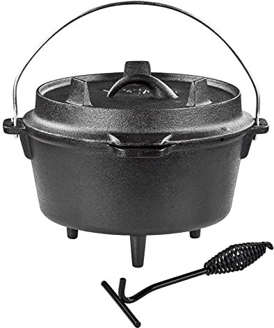 Gusseisen Feuertopf/Dutch Oven Schmortopf Kessel 4 l für Lagerfeuer Feuerstelle