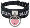 paloli Schwarzes Herz Vorhängeschloss O-Ring Choker Halskette für Damen, Punk Gothic Buchstabe Lederhalsband Rosa Vorhängeschloss Cosplay Schmuck (CUM)