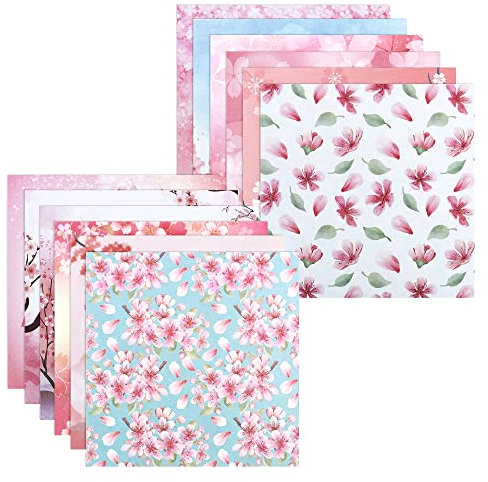 Cyodoos Japanisches Sakura Chiyo Origami-Papier-Set, 15,2 x 15,2 cm, 12 lebendige Farben, doppelseitig bedruckt, traditionelle Muster, quadratisch, für Kunst-/Bastelprojekte, 100 Blatt