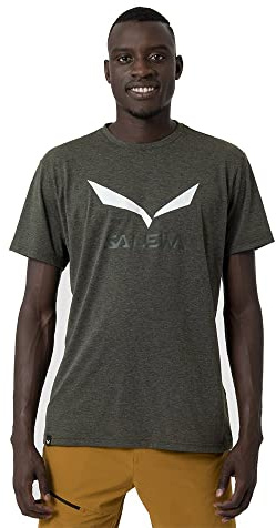 Salewa Solidlogo Dry M T-Shirt, Dark Olive Melange, L, Male