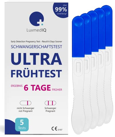 5x LuxmedIQ Schwangerschaftstest Ultra Frühtest - 6 Tage früher Testen - über 99% Zuverlässig