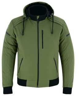 BLACKWILD Motorradjacke Herren | City Street CE-zertifiziert Protektorenjacke | Leicht und Atmungsaktiv Motorradjacke Herren mit Abnehmbarer Kapuze Grün XL