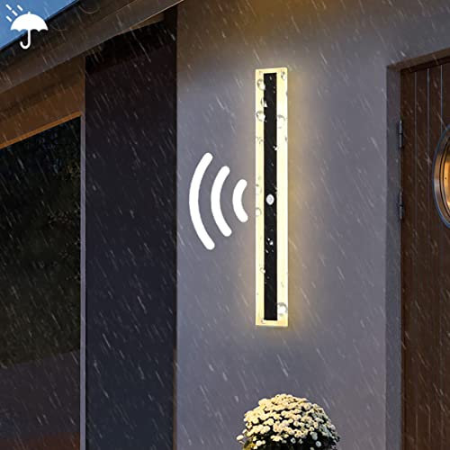 KZT LED Lange Wandleuchte 80cm Wandlampe mit Bewegungsmelder IP65 Wasserdicht Wandbeleuchtung Anthrazit Aussen Wandlampe Außen Innen Deckenleuchte für Garden Korridor Balkon Terasse Warmweiß 3500K