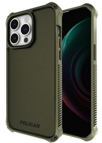 Pelican Guardian Series Schutzhülle für iPhone 15 Pro, 15,5 cm (6,1 Zoll), kompatibel mit MagSafe, magnetisch, 4,8 m MIL-STD Fallschutz, robust, Kratzfest, stoßfest, OD Green