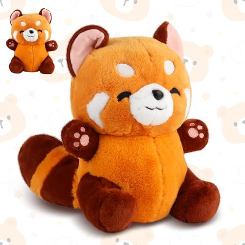 FENYW Panda Roux en Peluche, 23 Cm Peluche Panda Roux, Red Panda Plush Kawaii, Peluche Panda Rouge, Poupée Panda Plushie Toy Coussin Cadeau, Animal en Peluche Panda pour Fille Garçon Bébé