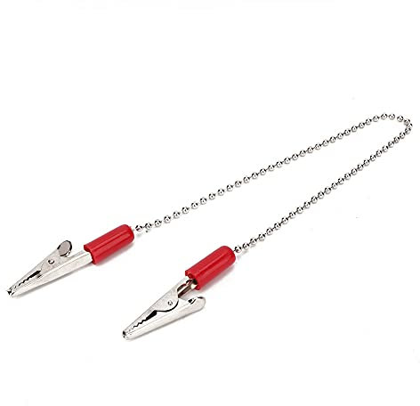 5 Stück Serviettenhalter Lätzchen Clips für Zahnarzt, Korn Kette Serviette Clips Handtuch Schürze Lätzchen Metall Serviette Clip Kette, Serviettenhalter Mit Flexibler Stahlkugelkette(Rot)