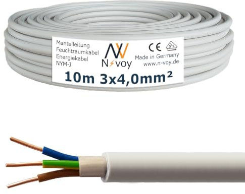 NYM-J 3x4,0 mm² 10m (Var.5-50m) Mantelleitung Installationskabel Stromkabel Elektrokabel Wärmepumpe M170