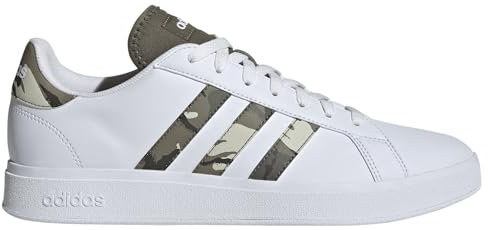 adidas Herren Grand Court Base 2.0 Shoes Schuhe, Cloud White/Olive strata/core Black, 41 1/3 EU