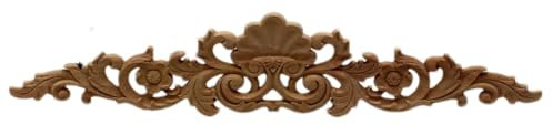 Natürliche Holzapplikationen, Blumenschnitzaufkleber, dekorative Holzleisten für Schranktüren, Möbel, Dekor-Figuren, DIY, 60 x 12 cm