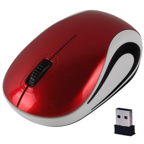 KeautFair Mini Souris Sans Fil Portable pour Voyages D'affaires Petites Souris Silencieuses Ergonomiques 2.4G 1000DPI pour Enfants Petites Mains pour Windows/iOS/Android Ordinateur Portable/PC (Rouge)