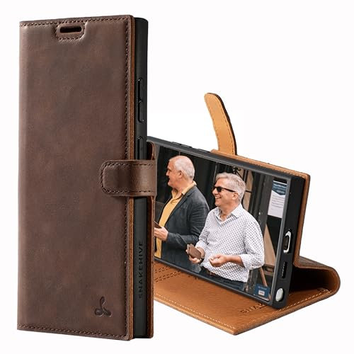 Snakehive Leather Wallet for Samsung Galaxy S24 Ultra 5G - Real Leather Wallet Phone Case with Viewing Stand and Card Holder - Flip Folio Cover with Card Slots (Brown)