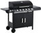 Outsunny 6+1 Burner Gas BBQ Grill, Outdoor Barbecue Trolley with Wheels, Warming Rack, Side Shelves, Cabinet, Thermometer for Garden, Party, Camping, 135 x 51.5 x 100cm, Black