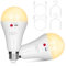 Bombilla recargable USB, 10 W, E27 LED de control por botón, intensidad variable, bombilla de batería 2000 mAh con gancho para iluminación de emergencia interior/exterior (blanco cálido, 2 paquete)
