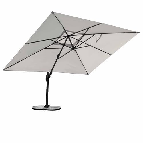 RS Trade Sonnen Ampel Garten Marktschirm 3x4m, 9-fach neig- kippbar, hellgrau