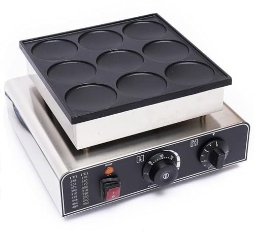 vinnyooc 900W 9 Mulden Elektrische Waffeleisen Mini Dutch Pancake Maker Pfannkuchen Waffeleisen Pancake Maschine Commercial Antihaftbeschichtung Für Cafeterias Bäckereien