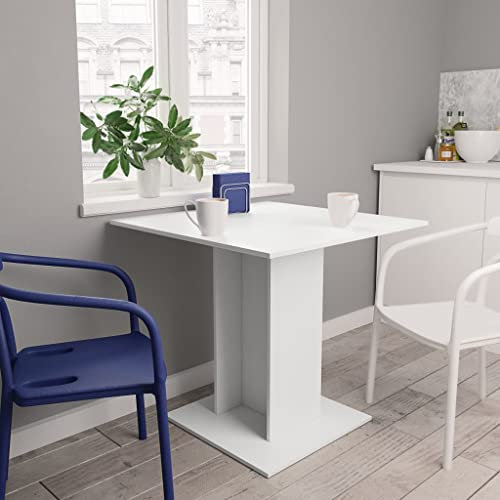 Willood Esstisch Küchentisch Esszimmertisch Speisetisch Tisch Säulentisch Restaurant Esszimmer Küche Wohnzimmer Weiß 80x80x75 cm Holzwerkstoff