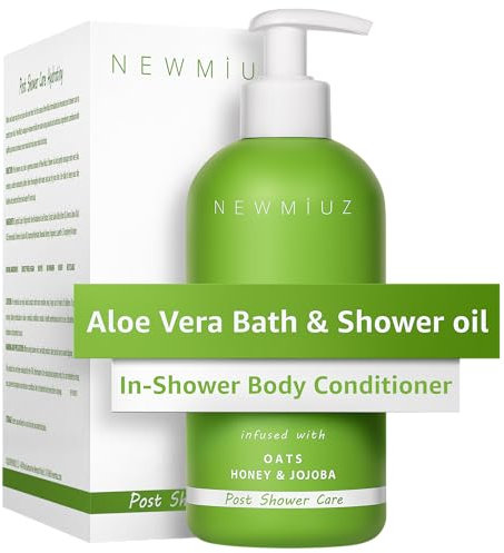 Huile de douche à l'Aloe Vera - Soin naturel après la douche pour peau sèche sous la douche, apaisant et hydratant - Non gras, avoine, miel, jojoba, soin spa, cadeau spa, 10 fl. oz