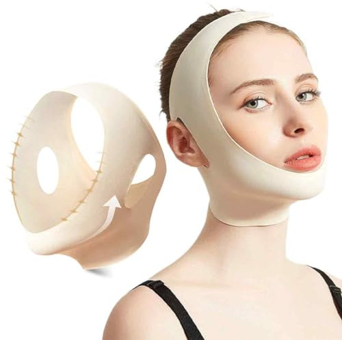 XBFOCNH Doppelkinn Maske,Wiederverwendbare v line lifting mask, Doppelkinn Straffer für Frauen, Doppelkinn Entferner Lifting-Maske, für Doppelkinn und schlaffe Gesichtshaut