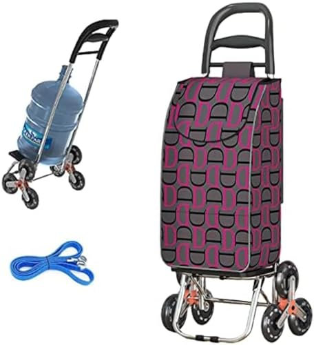 Chariot de Courses léger, résistant et Pliable pour Un Rangement Facile, Chariot d'épicerie Pliable 2 en 1 avec Corde élastique et Sac Amovible, Caddie de Grande capacité, Gris