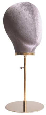 Folpus Porta parrucca Testa di manichino Portaoggetti multifunzionale staccabile per cappelli per lo styling domestico Asciugatura per stilista per, velluto grigio