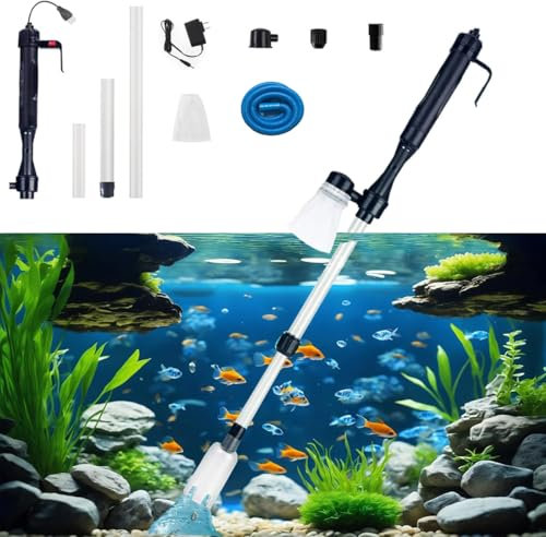 fdsmall Fish Tank Cleaner Aquarium Gravel Cleaner Electric Fish Tanks Cleaning Tools Adjustable Water Flow Aquarium Cleaner Kit Gravel Vacuum (Plug)