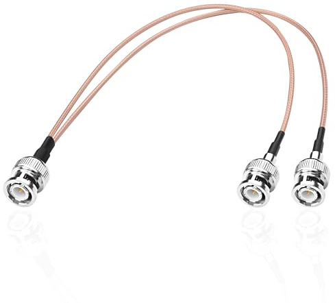 MEIRIYFA RG316 BNC Splitter Koaxialkabel, BNC Stecker auf Dual Stecker 50 Ohm Y Splitter Koaxialstecker Verlängerungskabel für Kameras, Videogeräte, CCTV-System (34CM)
