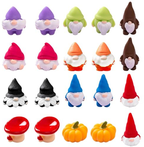 Select Zone 20 Stück Wichtel Figuren Harz Klein Weihnachtswichtel Miniatur Deko Feengarten Zubehör Mini Gartendeko für Weihnachten (A)