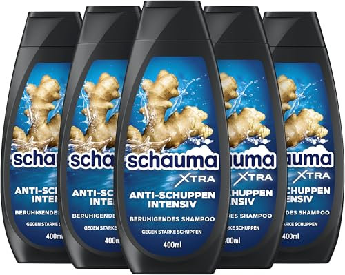Schauma XTRA Anti-Schuppen Shampoo Intensiv (5x 400 ml), Haarshampoo bekämpft starke Schuppen ab der ersten Anwendung, Shampoo hilft bei juckender Kopfhaut