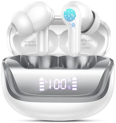 Donerton Cuffie Bluetooth, Auricolari Bluetooth HiFi con 4 HD Mic, Cuffie Wireless LED Display, in Ear Cuffiette Bluetooth con Cancellazione Rumore-6