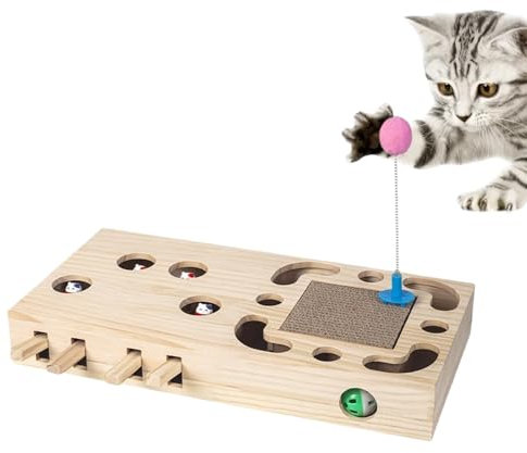 Proypiax Katzenspielzeug Mit Klingelball & Minze, Katzen Kratzbrett Fummelbrett Katzenkratzpappe| Katzenkratzmöbel | Katzenflegeartikel Katzen Spielzeug Beschäftigung