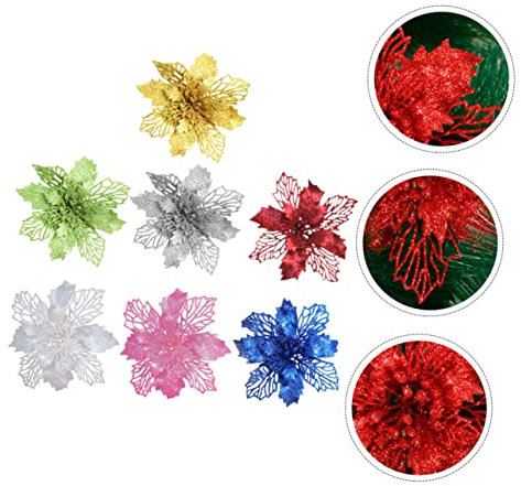 IMIKEYA 7stücke Teiliges Glitzer Künstlich Farbenfroh Glitzernd Weihnachtsbaumdeko Tannenbaum Schmuck Festlich Wiederverwendbar Für Weihnachtsfeier Und Neujahrsfest