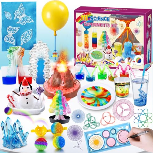 UNGLINGA 111 kits d'expériences pour enfants, kit de chimie, boîte d'expérimentation, jouets garçons, cadeaux, volcan cristal, kit de construction chimique, projet scientifique