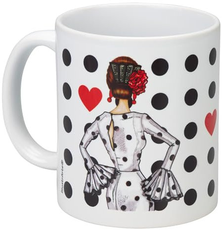 IllustrArte Tasse 350 ml – Keramiktasse mit Flamingo-Tänzerin-Design – Geschenk für Tanzliebhaber – Weiße Maria