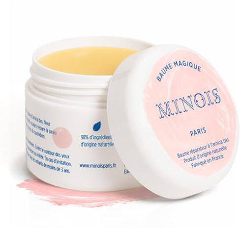 Minois Paris Baume Magique 98% Naturel - Baume Réparateur & Hydratant Naturel Enfant, Arnica Bio, Calendula & Immortelle, Bleus, Bosses et Peaux Sèches, Dès 3 ans Made in France - 50ml