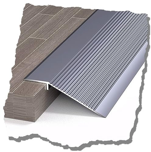 PXAMORTEL Aluminium Fußbodenübergangsschwellenleiste, Schwellenleiste, unebener Metallboden, Übergangsleiste, Schwellenreduzierer, Höhe 2/5-1 2/5 Aluminium/F(F)