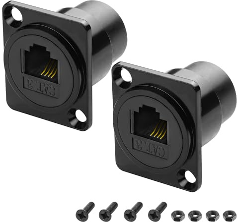 MEIRIYFA D-Typ RJ11/RJ12 CAT3 Panel Mount Stecker (2PCS) | RJ11 6P4C Cat3 Buchse auf Buchse Panel Mount Telefon Pass durch Steckdose Stecker für Connecting Phone and Modem