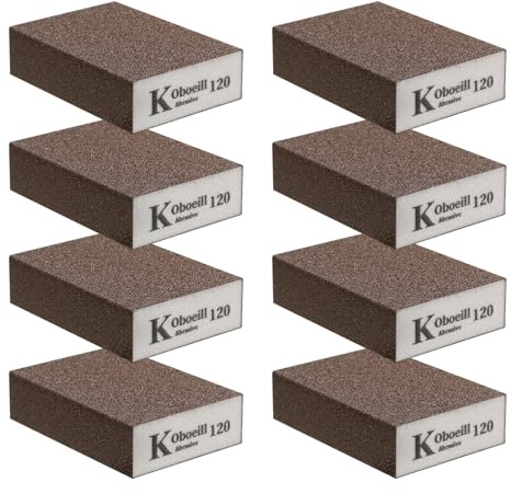 KQDRAVINE 8 Stück Schleifschwamm 120 Körnung Schleifklotz,Schleifschwamm Holz Schleifschwämme Wiederverwendbar, Schleifpad für Holz Schleifen, zum Schleifen von Möbeln, Entfernen von Rost, Reinigen