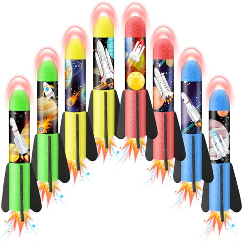 Anginne Fusées de Rechange pour Lanceur à Pied – 8 Pièces Fusées en Mousse avec Autocollants sur Le Thème de l’Espace pour Enfants de 3 à 12 Ans, Compatible avec HappyGoLucky DejaNard