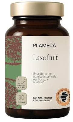 Plameca Laxofruit – Lassativo Naturale Delicato con Fico, Prugna, Kiwi e Magnesio – Regolarità Intestinale, Intestino Pigro e Stitichezza Occasionale – 30 Compresse