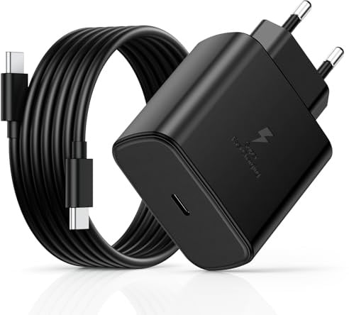 LumFocus 45W Cargador Carga Rapida, USB C Cargador Rapido con 60W 2M Cable para Samsung Galaxy S25/S24/S23/S23+/S23 Ultra/S22/S21/S20/Note20/A73/A53/S10,Cargador Tipo C Carga Rapida Cabezal Negro