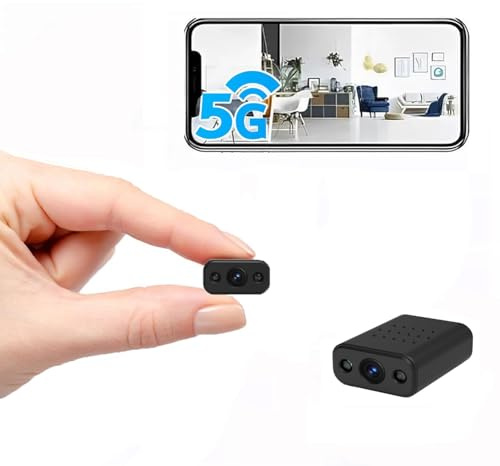 XNJ Mini Kamera, 4K Überwachungskamera Innen Akku 2.4/5 GHz WLAN, mit Bewegungserkennung, Nachtsicht, für Zuhause, Baby, Büro, Innenbereich, Schwarz