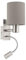 EGLO Wandlampe Pasteri, 2-flammige Textil Wandleuchte mit LED Leselicht, Leselampe aus Metall in Silber und Stoff in Taupe, E27 Fassung