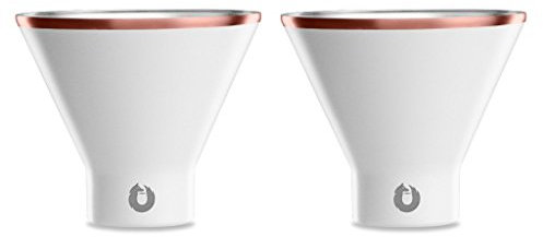 Snowfox Everyday Collection Insulated Stainless Steel Stemless Martini Glass (Set of 2), White/Gold